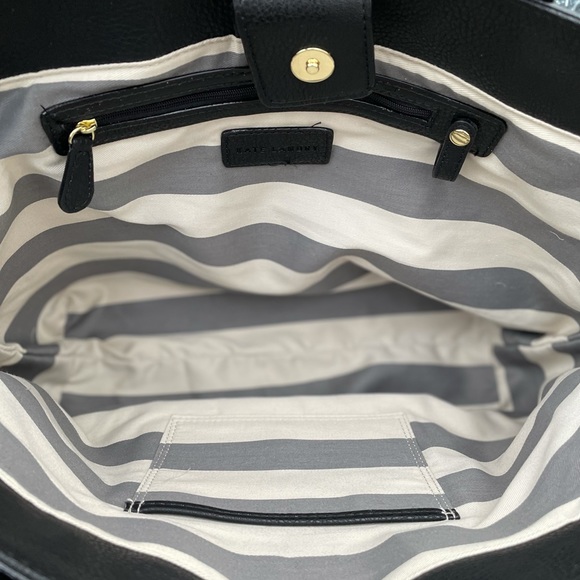 Kate Landry Tote Bag Purse Large Faux Leather Navy Blue Asymmetrical Pattern NEW - Picture 7 of 8